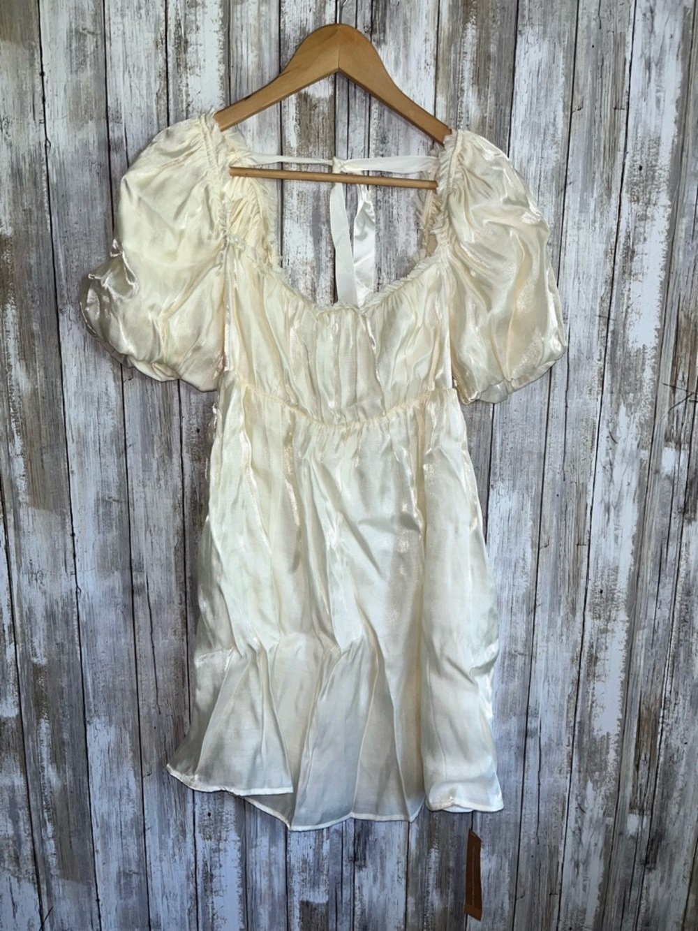 Reformation Aviary Dress Ivory Cream Puff Sleeve Mini Babydoll Coquette 2 - Picture 3 of 9